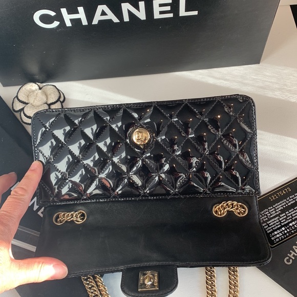 Rare🖤 CHANEL Evening Star East West Glitter Leather Bijoux Soft Gold Quilted Bag - Picture 9 of 16